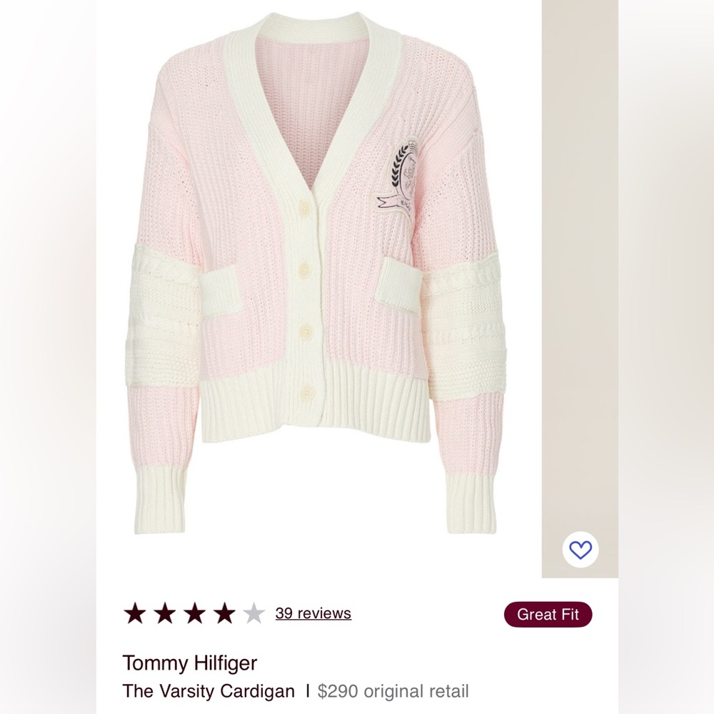 Tommy Hilfiger Pink and Cream Knit Cardigan